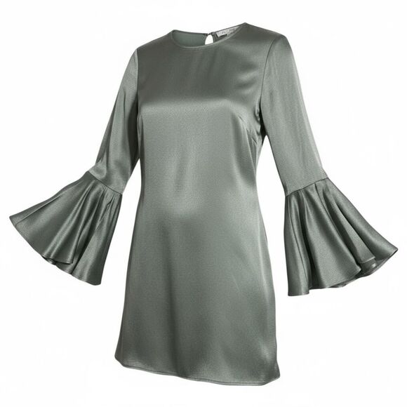 ALEXIS ($498) Pewter Textured Bell Sleeve Dress S - Picture 15 of 15